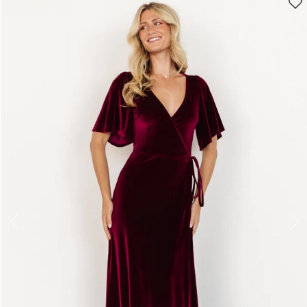 BNWT Baltic Born Meghan Velvet Wrap Maxi Dress - Mulberry